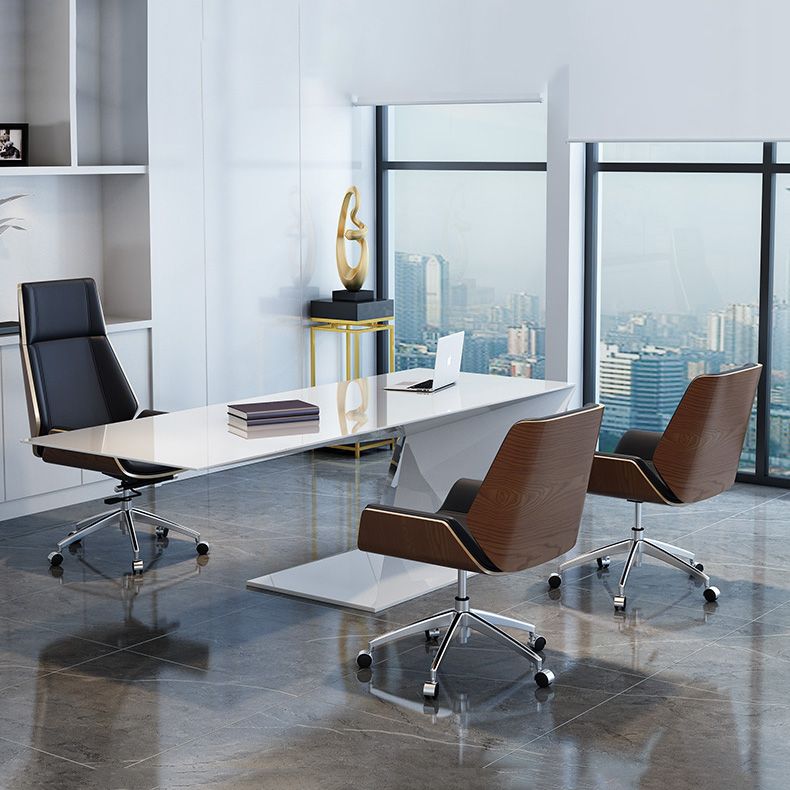 Executive Swivel Office Chair with High Back Chrome Metal Frame Modern Task Chair