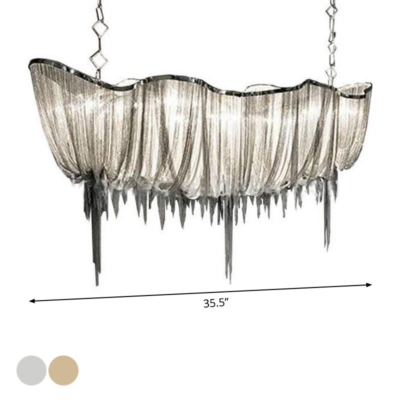 Chaînes drapées minimales Drop lampe à manger en aluminium LED lustre Light
