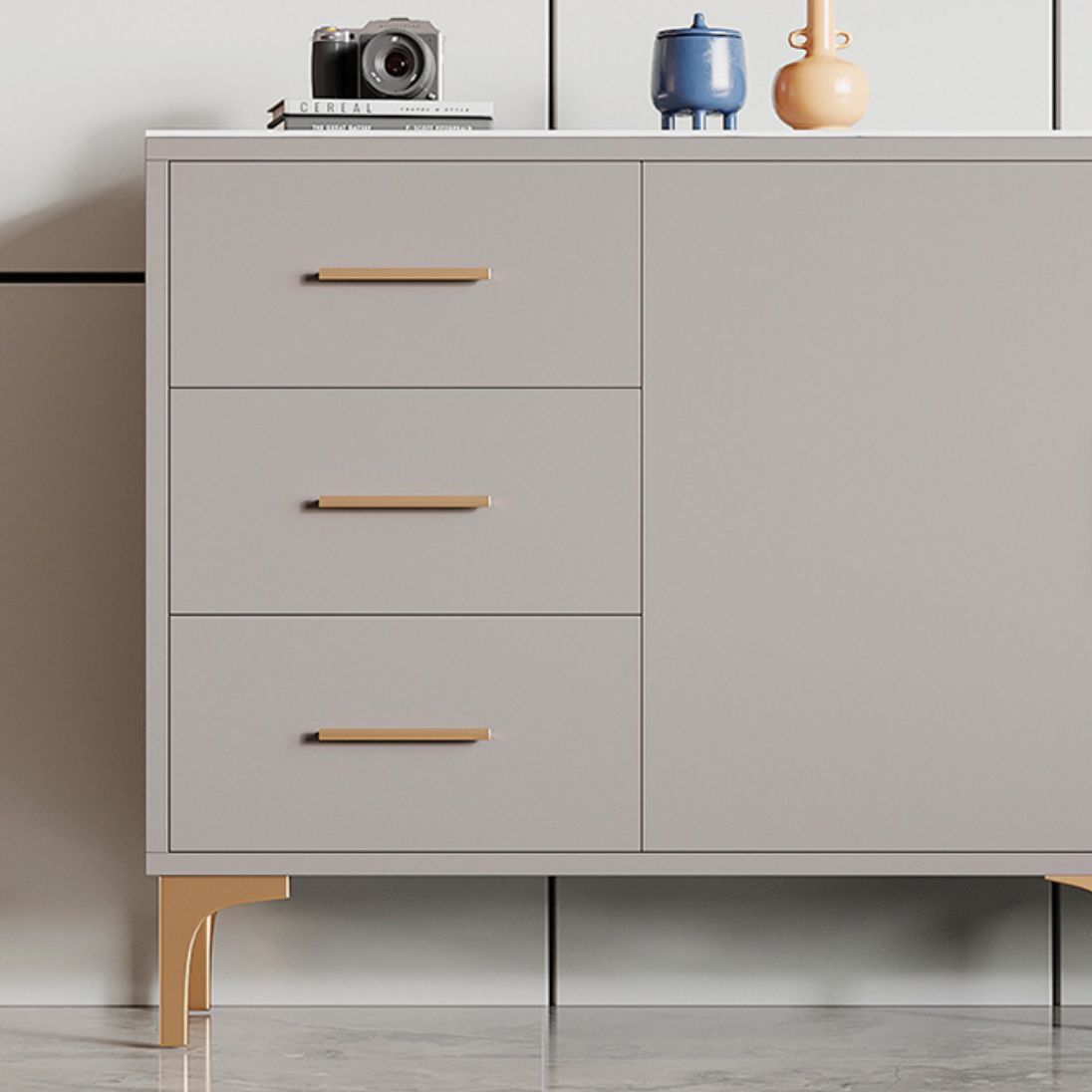 Sintered Stone Enclosed TV Storage Scandinavian Rectangle TV Cabinet