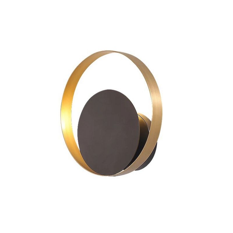 Black and Gold Single Wall Lamp in Modern Simplicity Copper Circular Wall Light for Interior Spaces