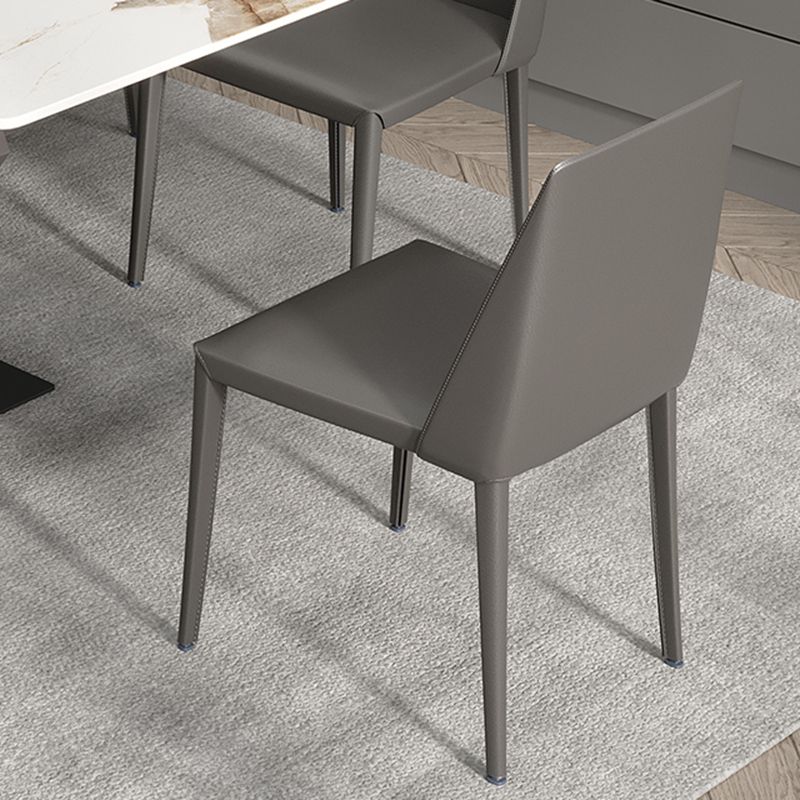 Industrial Sintered Stone Dining Table Rectangle Table with Metal Pedestal Base