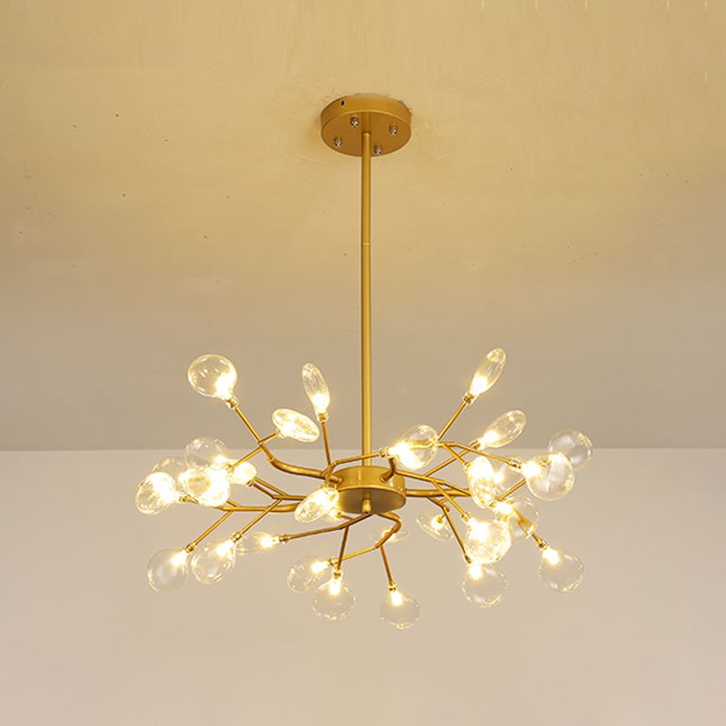 Stylish Firefly Pendant Light Fixture Minimalist Metal Bedroom Chandelier in Gold