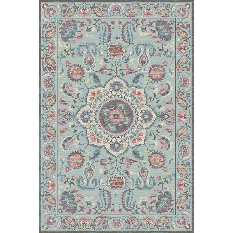 Moroccan Medallion Pattern Carpet Polyester Area Rug Stain Resistant Indoor Rug for Living Room