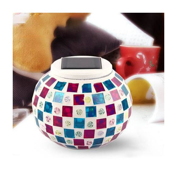 Mosaico de mesa de globo de mosaico Tombra de vidrio manchado de vidrio de iluminación solar decorativa para la cama