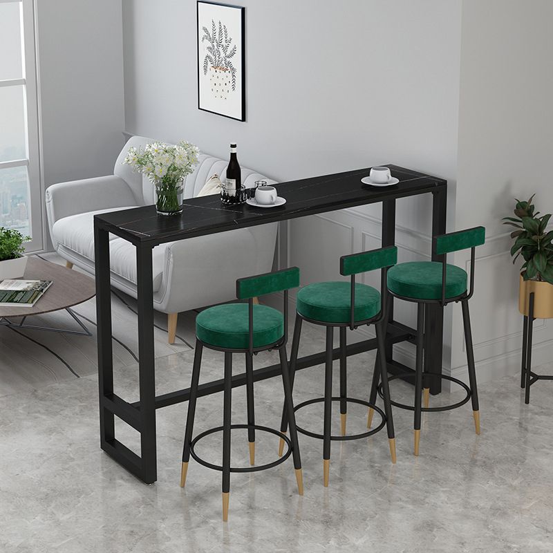 Modern Bar-height Table Faux Marble Top Bistro Pub Table with Metal Base