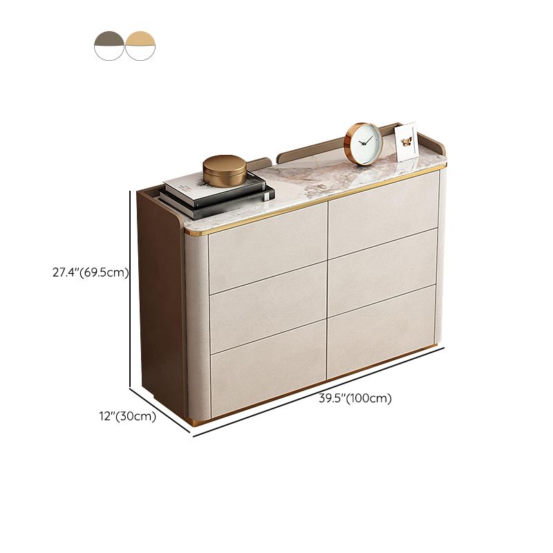 Glam Horizontal Stone Storage Chest Bedroom Chest in White with Drawers