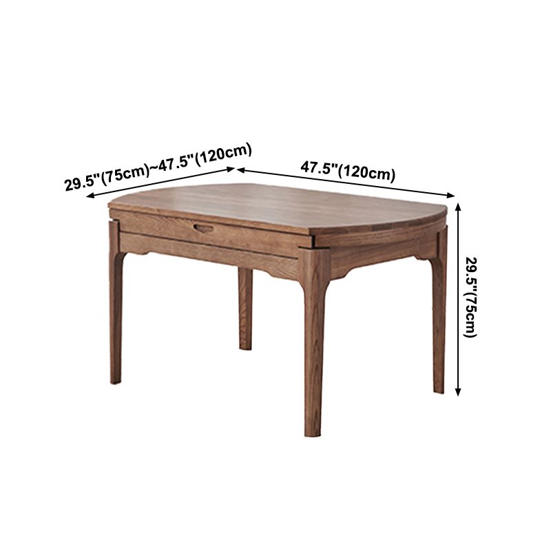 Mesa de comedor marrón de estilo moderno mesa redonda de comedor de madera maciza con 4 patas para sala de estar