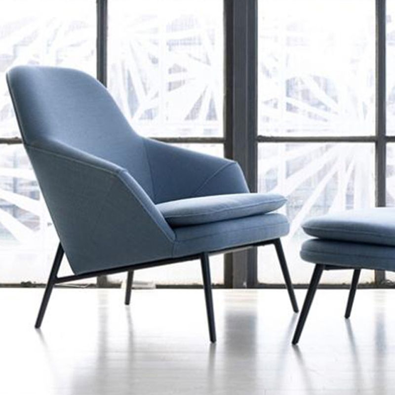 Mid-century Faux Leather ArmChair Fixed Back Flared Arms Chair