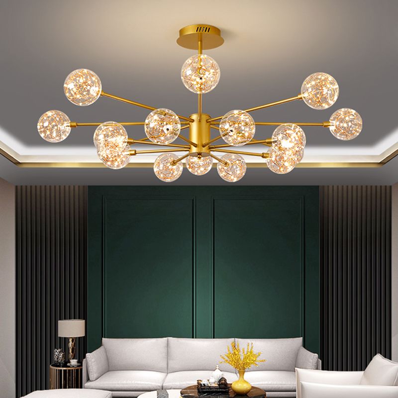Luce a sospensione a sospensione globale con soffitto in vetro trasparente contemporaneo