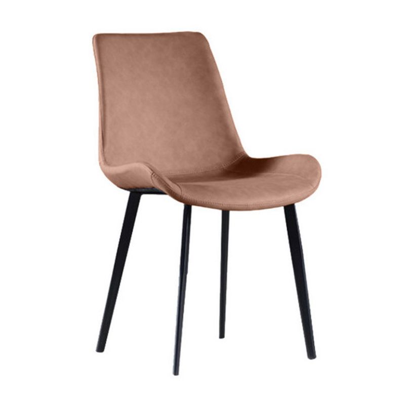Contemporary Leather Hotel Side Chair Solid Back Matte Finish Dining Chair