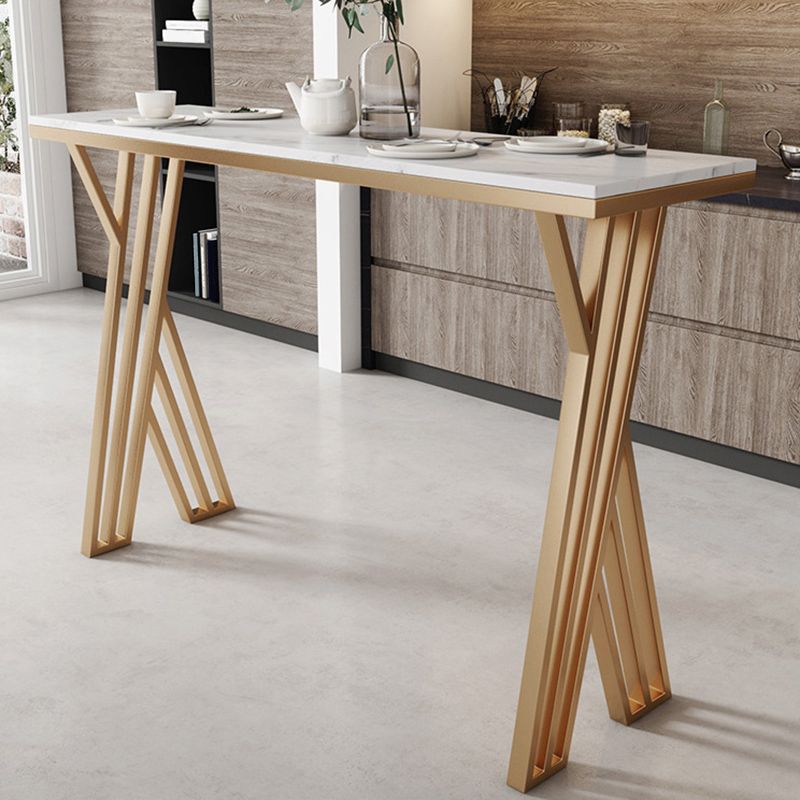 Rectangle Bar Counter Table Glam Style Faux Marble Bar Counter Table for Kitchen