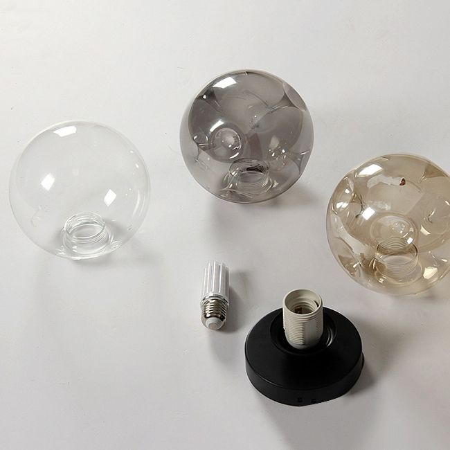 Sphere Shape Flush Light Modern Style Glass 1 Light Flush Ceiling Light in Black / Amber