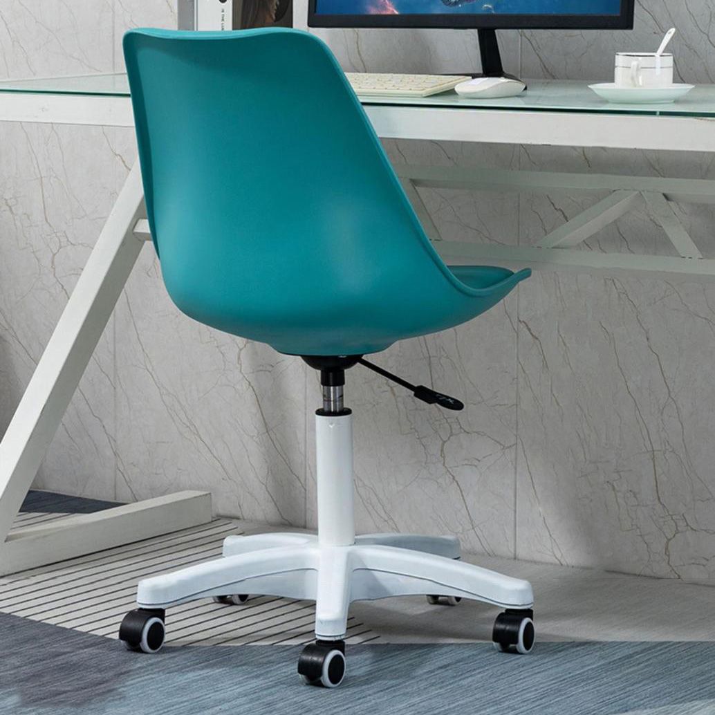 White Nylon Modern Desk Chair Mid-Back Leather Conference Chair