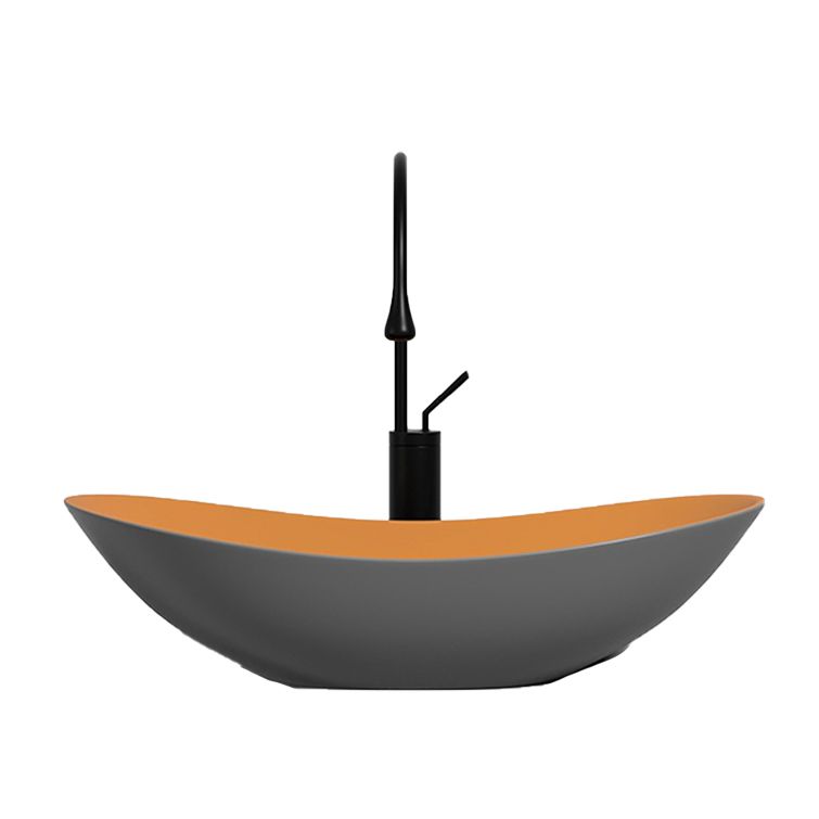 Modern Vessel Bathroom Sink Oval Porcelain with Faucet and Drain Assembly Basin Sink