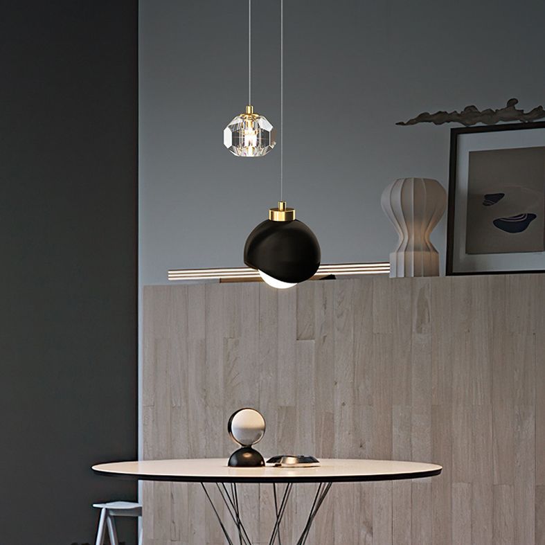 Modern Luxury Style Globe Suspended Lighting Fixture Crystal 2 Lights Hanging Light Kit for Bedroom