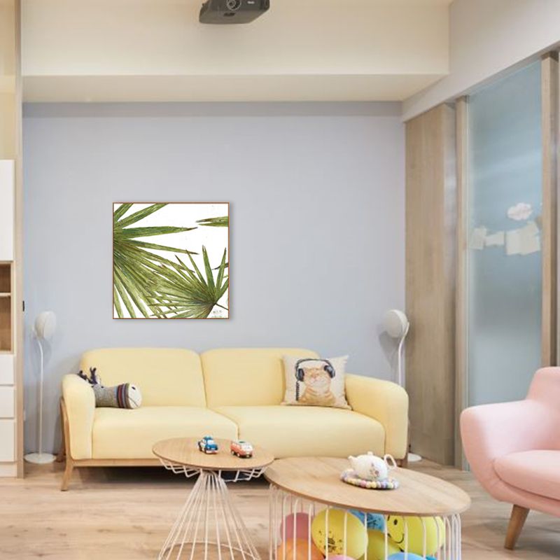 Modern Botanical Leaves Art Canvas Light Color Illustration Wall Print, Multiple Sizes