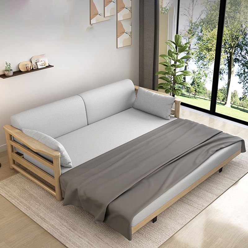 Scandinavian Linen Blend Sleeper Sofa Wood Frame Square Arm Sofa Bed