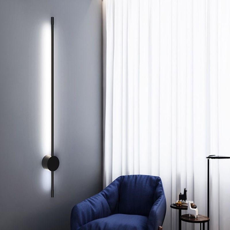 1 Light Linear Wall Mounted Lamps Modern Style Metal Wall Lighting Ideas in Black