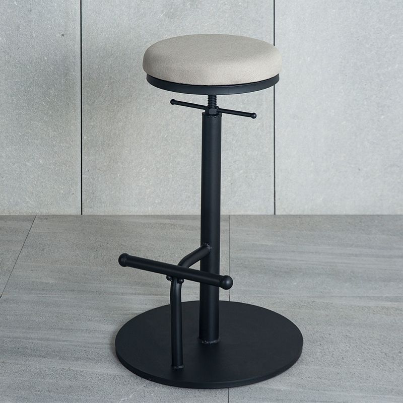 Metal Adjustable Height Bar Stool Industrial Armless Bar Stool with Footrest