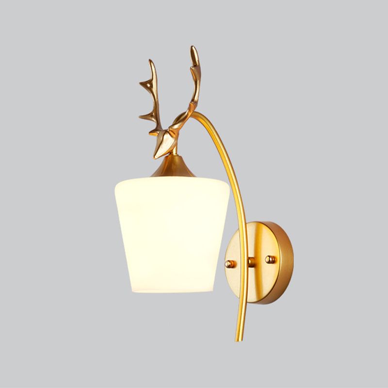 Modernist Wall Sconce Antler Wall Light Fixture with Glass for Bedroom