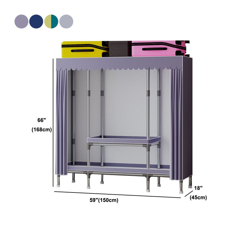 Modern Cabinet with Garment Rod Metal Storage Cabinet for Bedroom