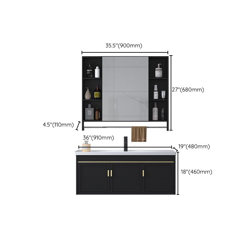 Ceramic Sink Vanity Glam Wall-Mounted Bathroom Vanity for Bathroom