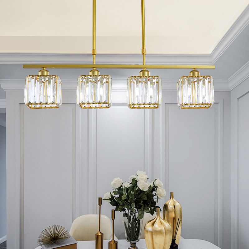 Squares oro Isola illuminazione Isola Stile Minimalista Crystal Island Pendant Light