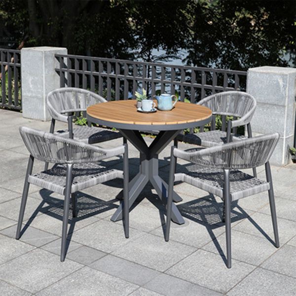 Tropical Grey Patio Dining Chair with Aluminum Base Stacking Chairs