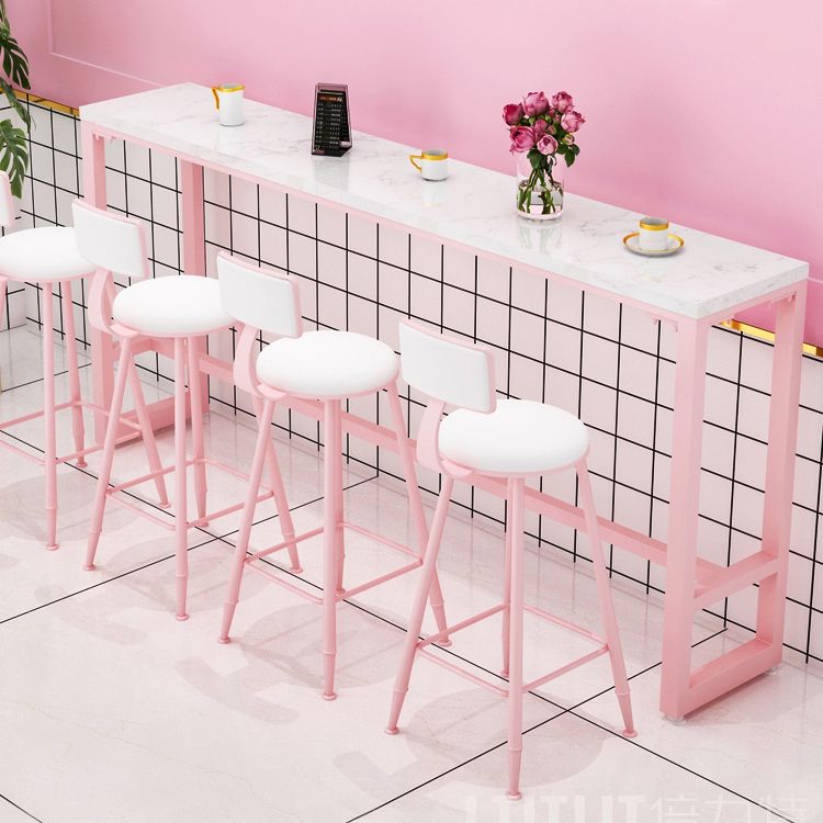 Moderne rosa Rechteck Gegenhöhe Pub Tisch Café Hode Footreest Pub Bar Table