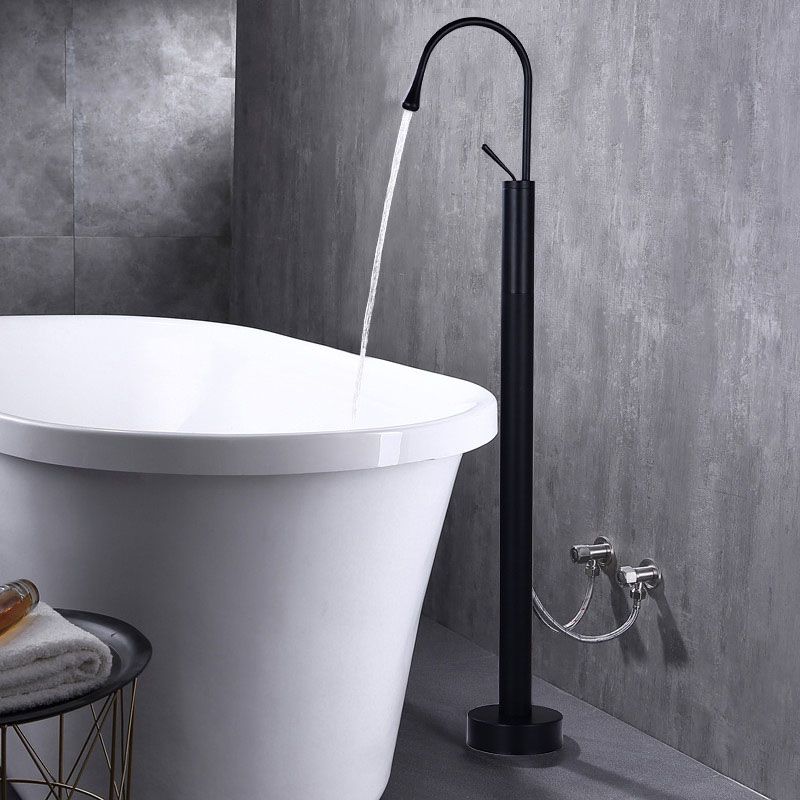 Modern Floor Mounted Single Handle Freestanding Tub Filler Metal Freestanding Faucet