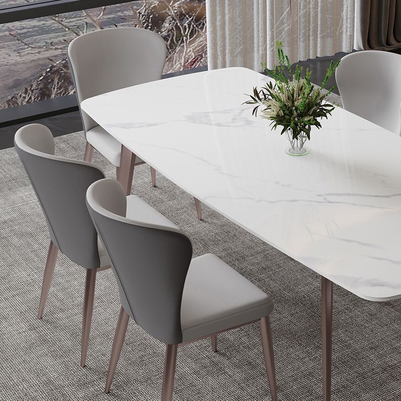 Glam Dining Table Sintered Stone Table with Metal Legs for Home Use