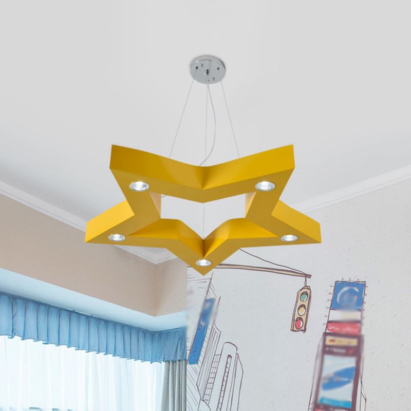 Plafond en étoile à cinq points en acrylique Carmelier macaron jaune / bleu / vert suspension
