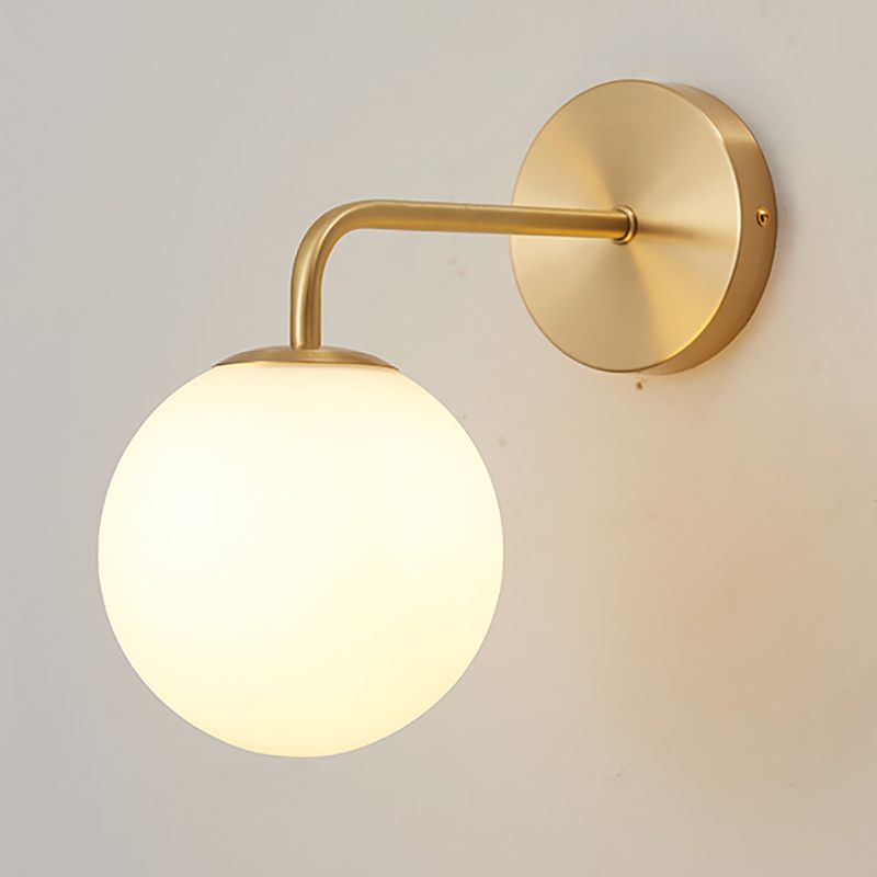 Contemporary Wall Sconce White Glass Wall Mounted Light Fixture for Reading Room