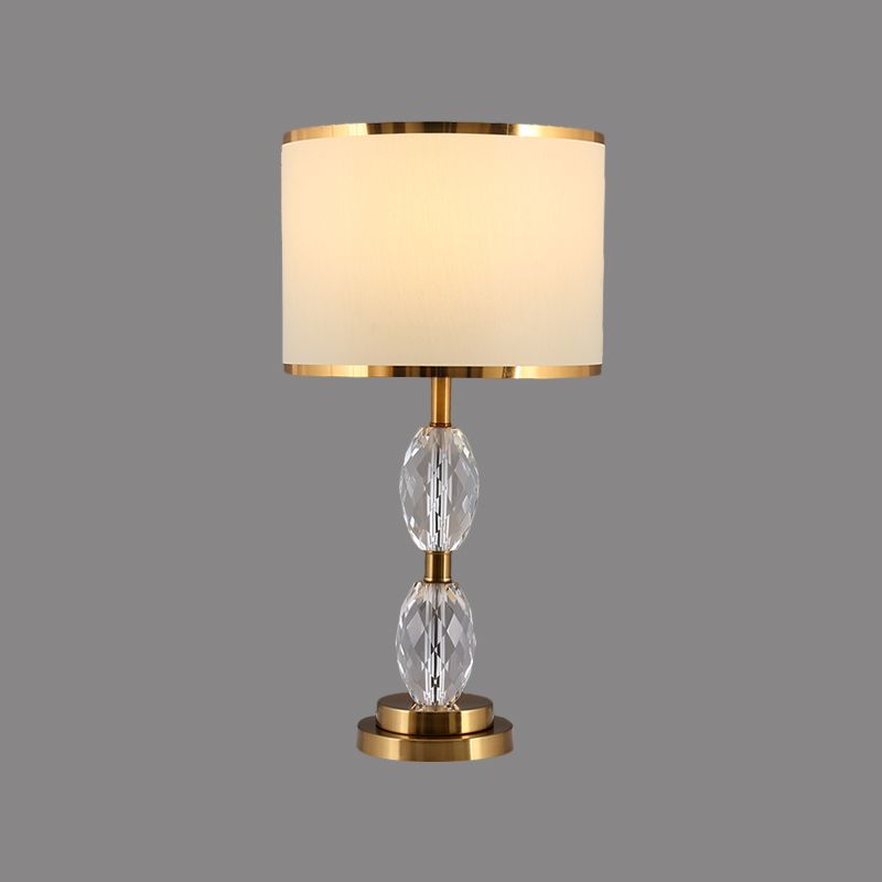 1 tête à cristal clair avec un tissu à tambour tissu lampe de chevet de salle traditionnelle en rouge / beige