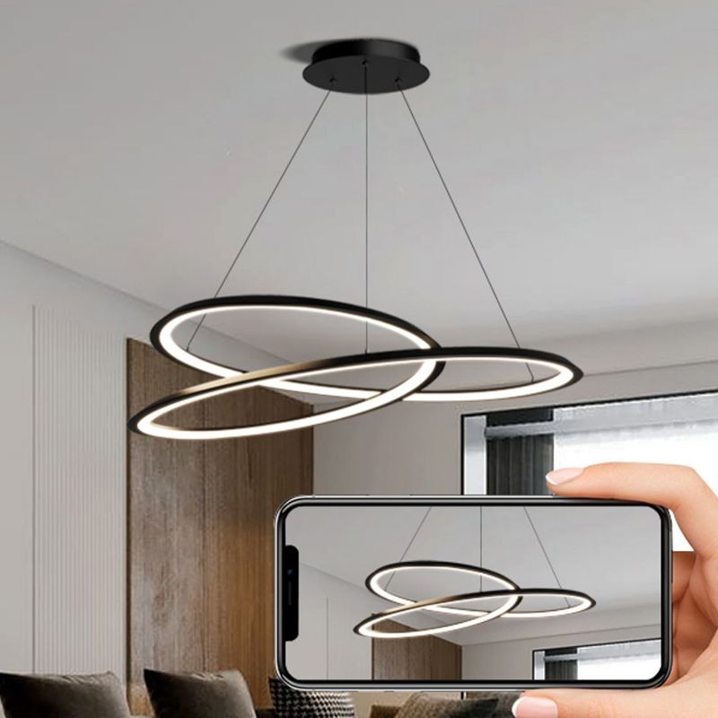 Twisting Shape Metal Chandelier Light Modern 1- Light Chandelier Lighting Fixture in Black