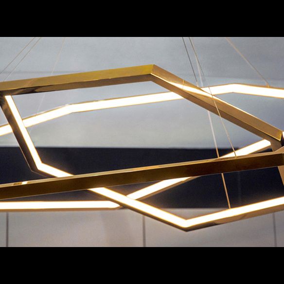 Gouden multi-tier kroonluchter verlichtingsarmatuur Minimalistisch LED-metalen ophanging Licht