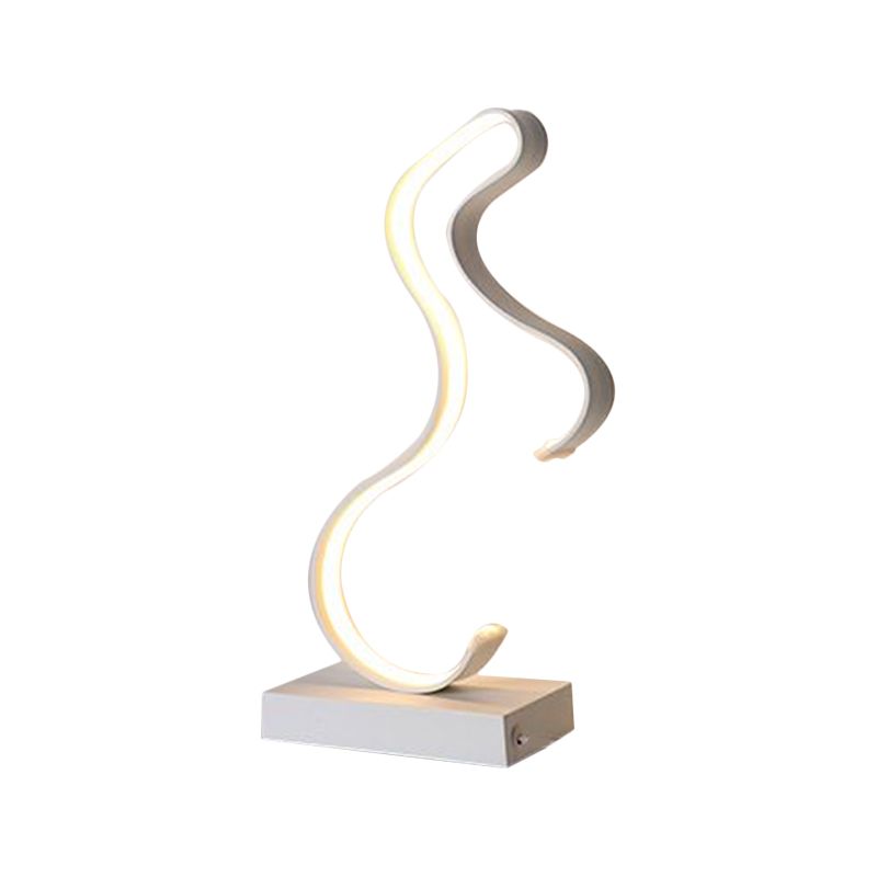 Simplicity Horse Profile Desk Lighting Metal LED Bedroom Nightstand Light with Oblong Pedestal in Black/White/Gold