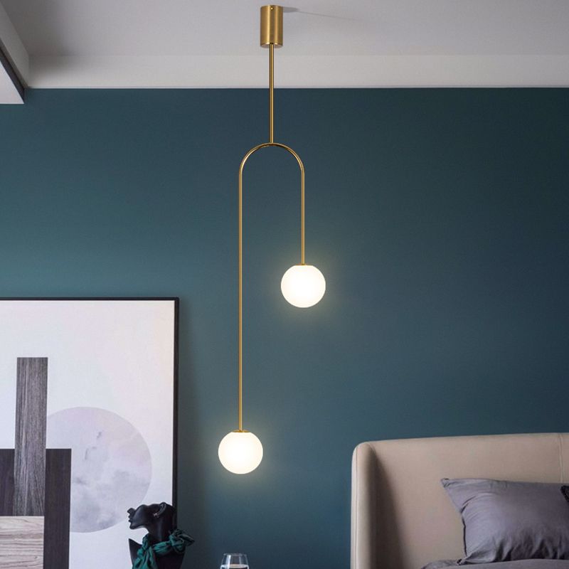 2 Lichter sphärische Anhängerbeleuchtung moderne Einfachheit Milchglas Anhänger Deckenleuchten
