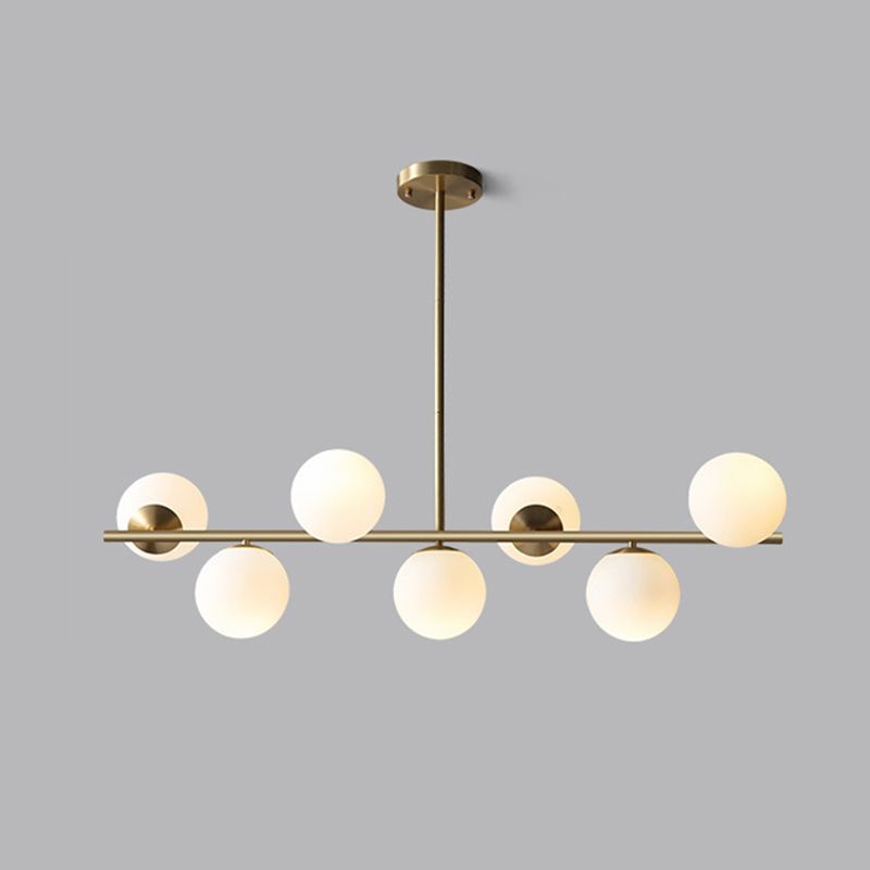 Luce isola a 7 luci d'oro nella moderna luce a sospensione di rame Sputnik in stile creativo con tonalità di vetro