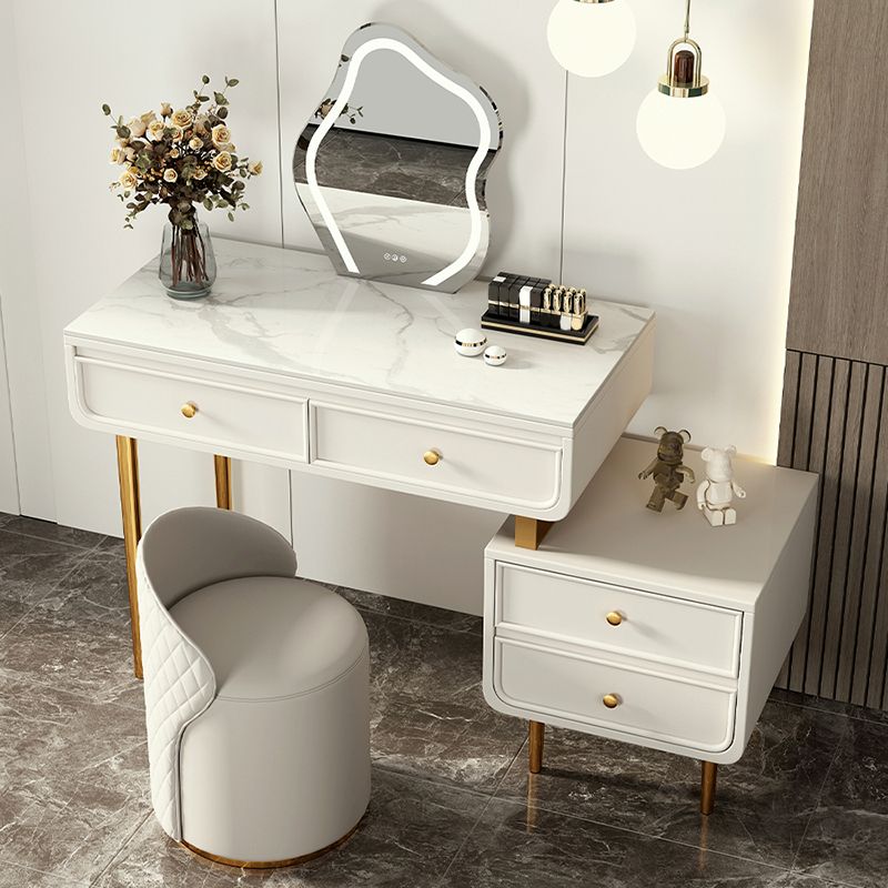 Bedroom Make-up Vanity in White/Grey Stone Top Dressing Table