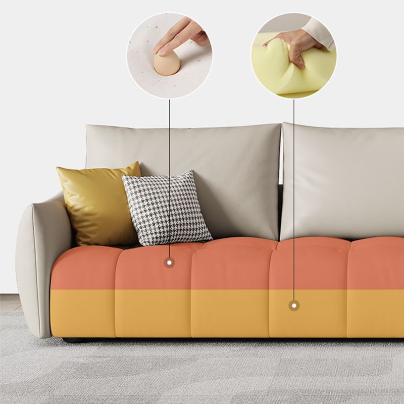 Nordic Pillows Square Arm Living Room Faux Leather Stationary Seating