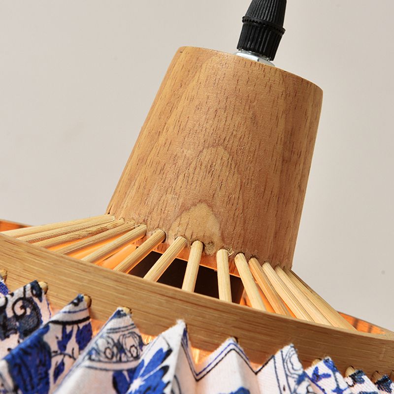 Lampada a sospensione a forma di ombrello Bamboo camera da tè a 1 luce