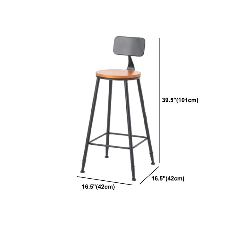 Coffee Shop Industrial Wood Barstool Iron Pedstal Bar Stool with Pedal