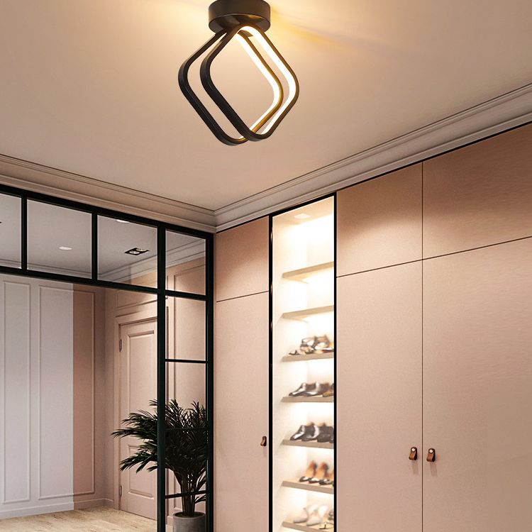 Lámpara empotrada moderna de aluminio con 1 cabeza montada en el techo del pasillo con anillo de halo
