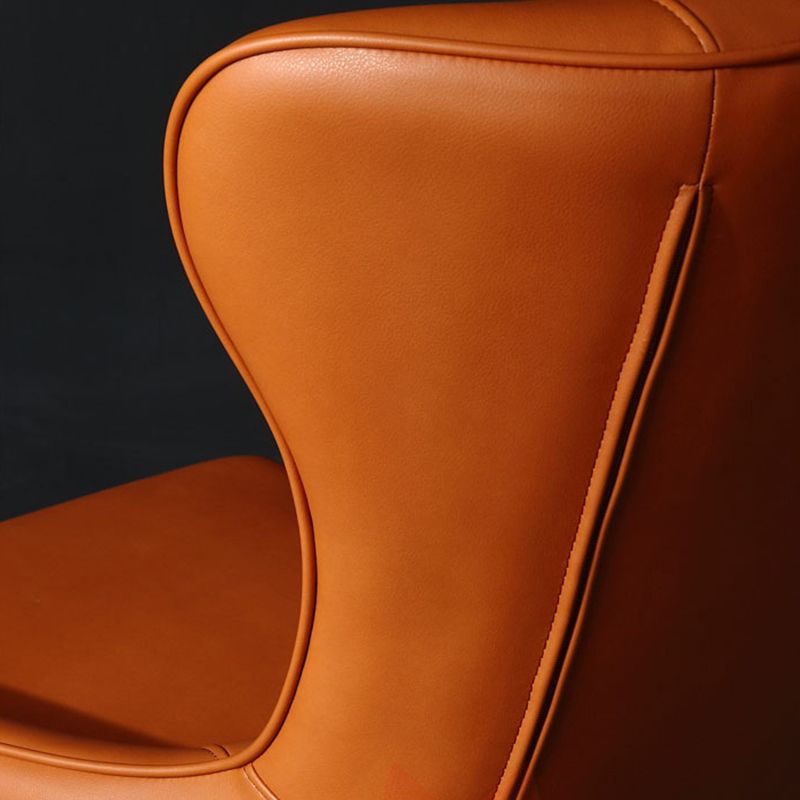 Mid-Century Modern Chair Faux Leather Flared Arms Wingback Chair