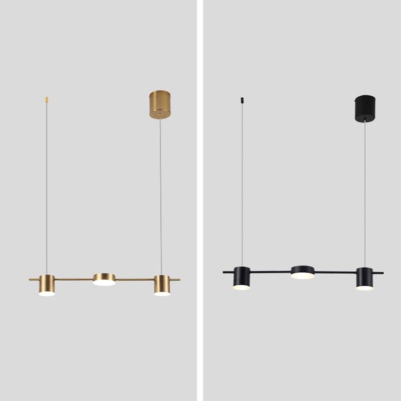 Cylinder Island Lighting Fixtures Contemporary Metal Island Chandelier Lights for Kitchen