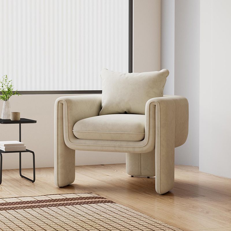Modern Living Room Accent Armchair Round Arms Sled Arm Chair