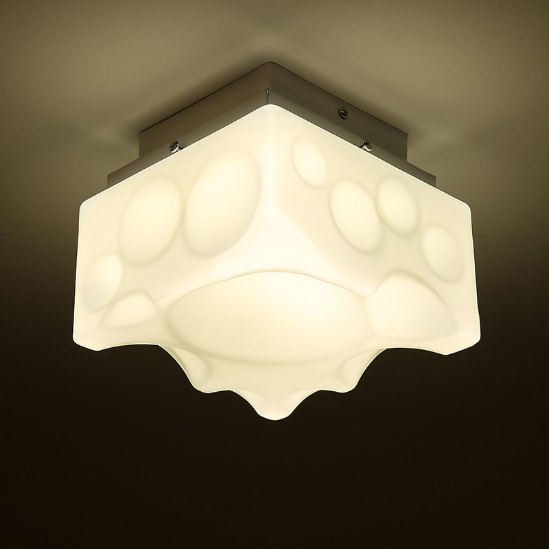 White Geometric Flush Light Fixture Simple LED Acrylic Close to Ceiling Lighting for Hallway