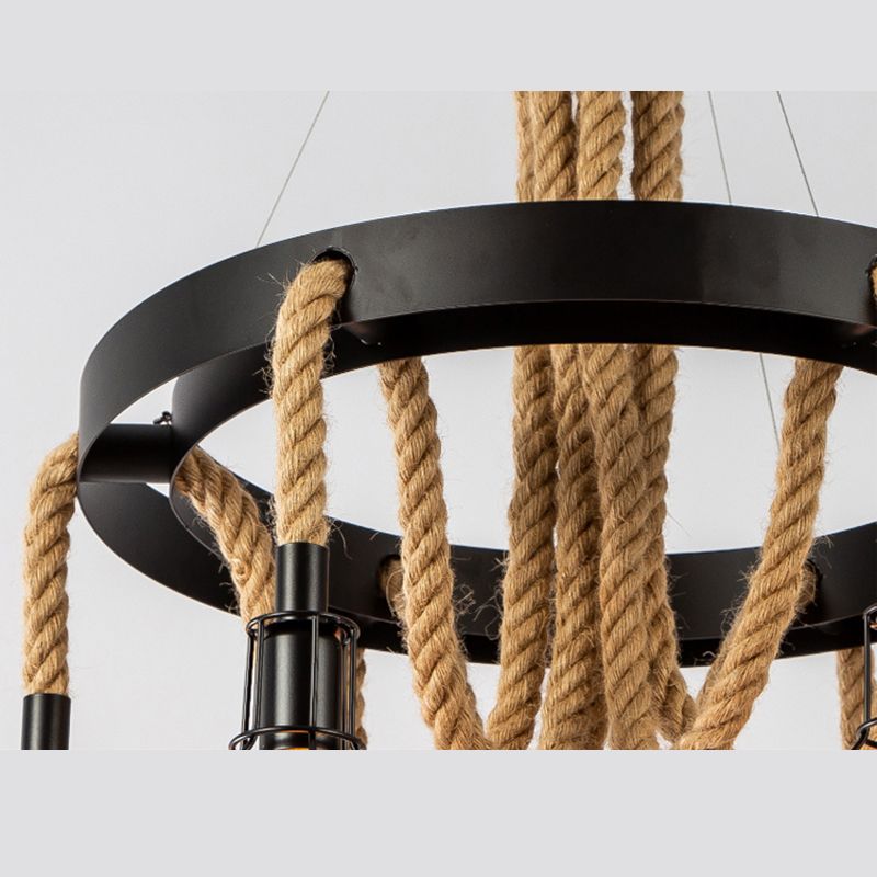 Industrial Style Wood Hanging Chandelier Bronze Ceiling Hanging Light Fixture for Bar