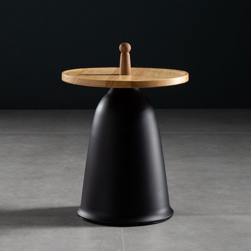 17.7"/21.6" Tall Mental Pedestal End Table Wood Round Side End Table